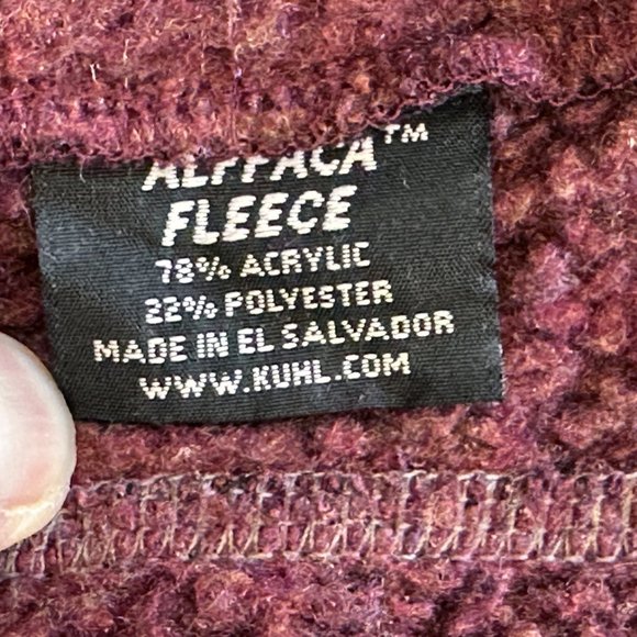 Kuhl Jacket Womens MEDIUM Maroon Alpaca Fleece Long Sleeve Full Zip Thumbholes - Picture 9 of 9